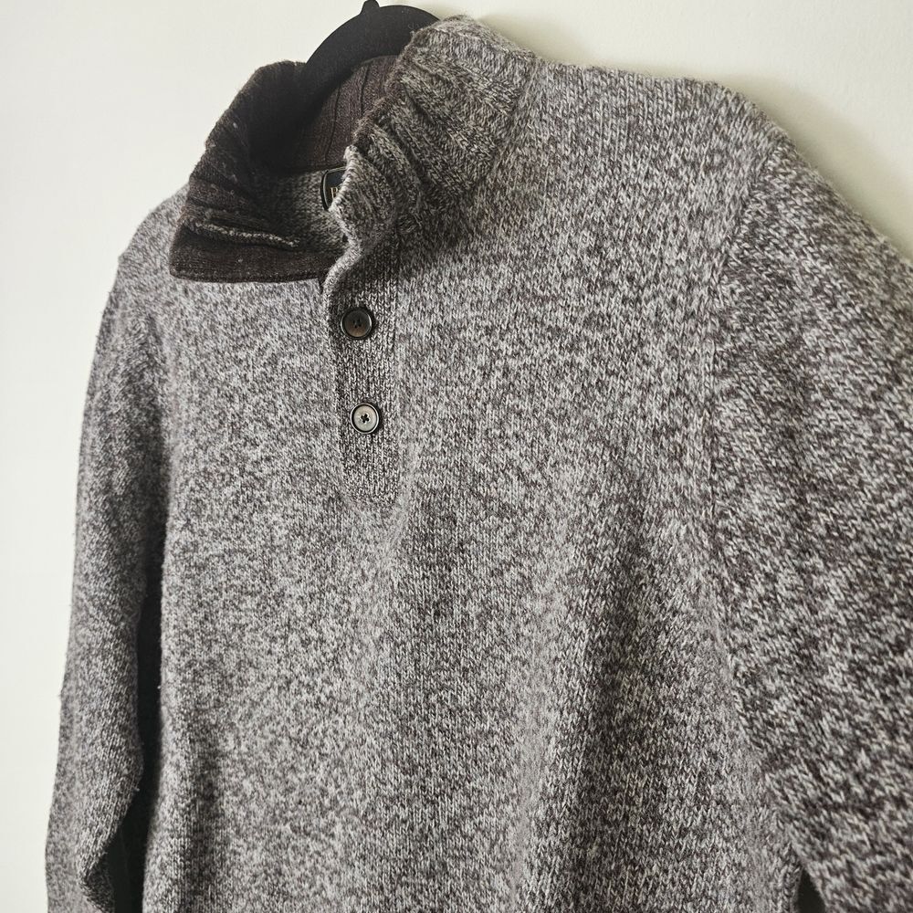 Jos. A. Bank Reserve Sweater Mens Large Brown Wool Blend Mock Neck Marled Knit - Picture 3 of 7